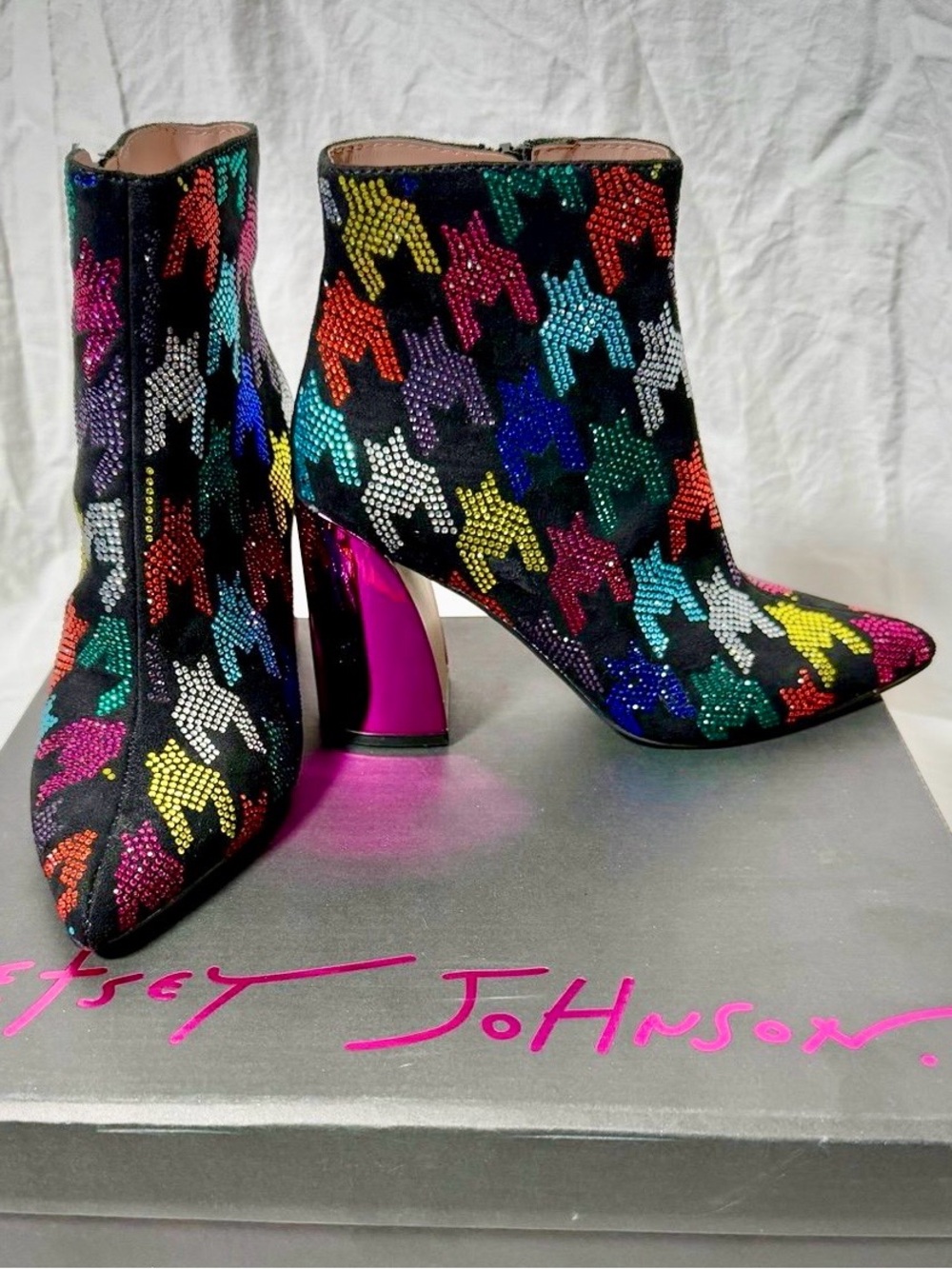 Betsey Johnson Marinna Multicolor Crystal Ankle Boots